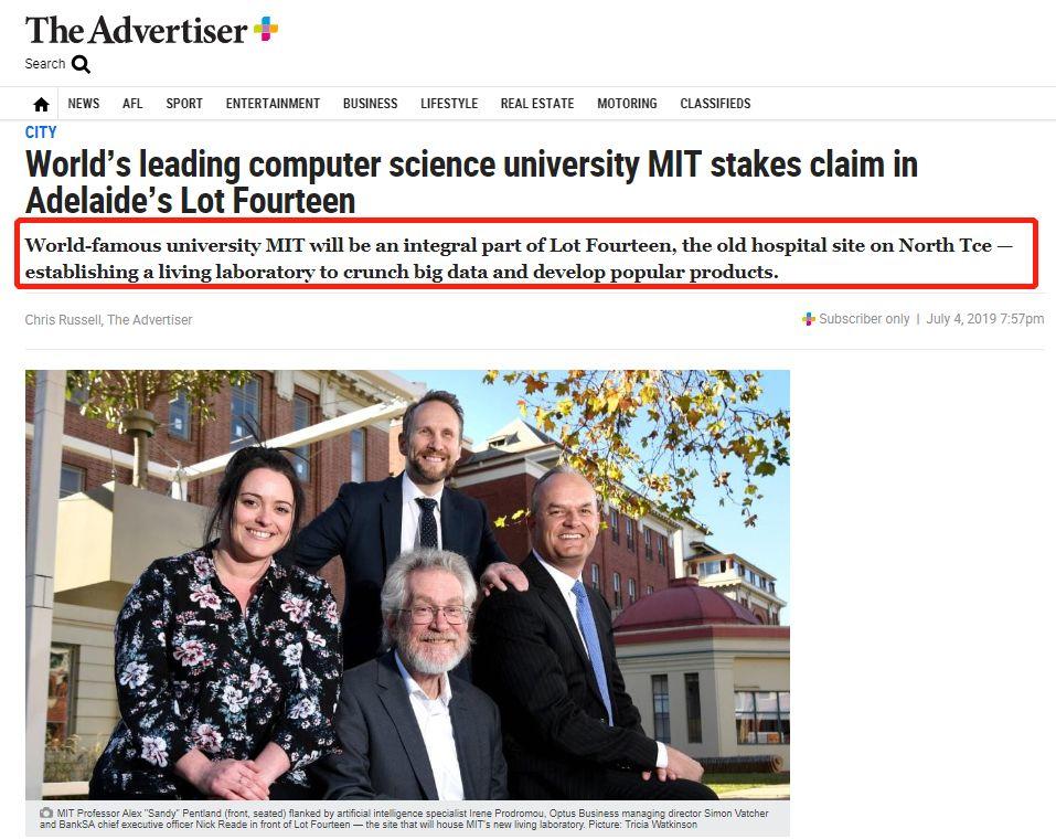 太牛啦!麻省理工要来阿德莱德办实验室,南澳大数据行业,IT 要崛起, 还有偏远地区加分能移民! 太牛啦!麻省理工要来阿德莱德办实验室,南澳大数据行业,IT 要崛起, 还有偏远地区加分能移民!